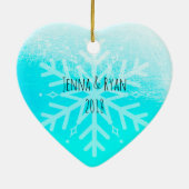 Kerstfoto van het paar Keepsake Keramisch Ornament (Achterkant)