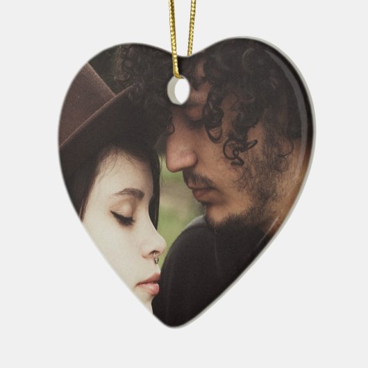 Kerstfoto van het paar Keepsake Keramisch Ornament (Links)