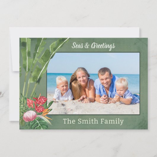 Kerstfoto van het strand feestdagenkaart (Voorkant)