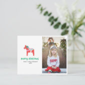 Kerstfoto van Holiday Dala Feestdagenkaart (Staand voorkant)