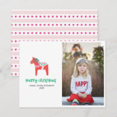Kerstfoto van Holiday Dala Feestdagenkaart (Voorkant / Achterkant)