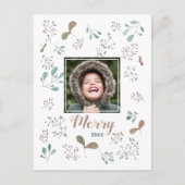Kerstfoto van Merry Winter Woodland Feestdagenkaart (Voorkant)