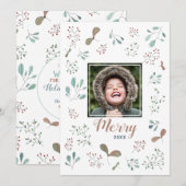 Kerstfoto van Merry Winter Woodland Feestdagenkaart (Voorkant / Achterkant)