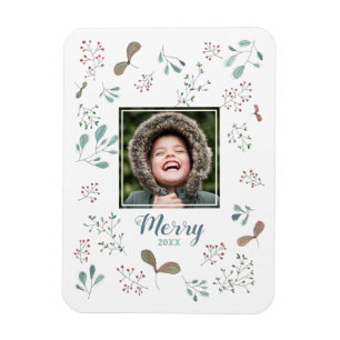 Kerstfoto van Merry Winter Woodland Magneet
