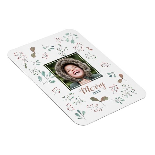 Kerstfoto van Merry Winter Woodland Magneet (Rechterzijde)