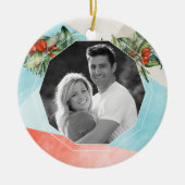 Kerstfoto van moderne Waterverf Keramisch Ornament (Voorkant)