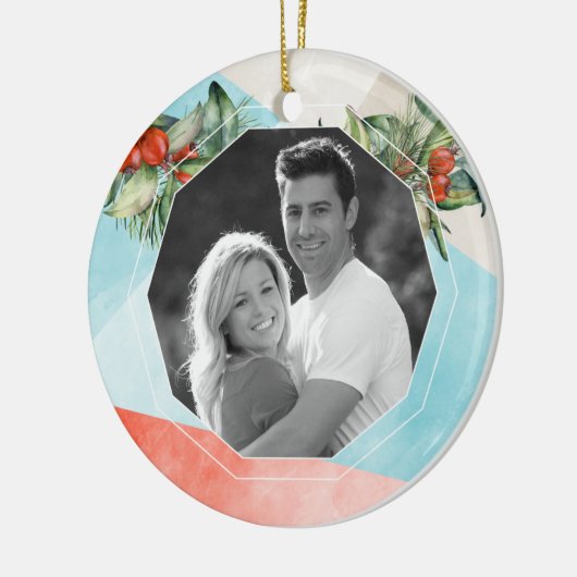 Kerstfoto van moderne Waterverf Keramisch Ornament (Links)