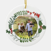 Kerstfoto van mooie rode en groene Waterverf Keramisch Ornament (Voorkant)