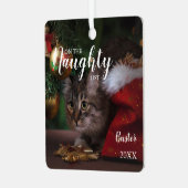 kerstfoto van Naughty List Metalen Ornament (Voorkant links)