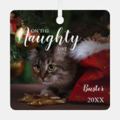 kerstfoto van Naughty List Metalen Ornament (Voorkant)