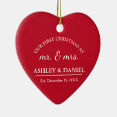 Kerstfoto van onze eerste kerstvakantie als meneer keramisch ornament (Rechts)