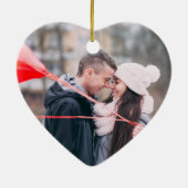 Kerstfoto van onze eerste kerstvakantie als meneer keramisch ornament (Achterkant)