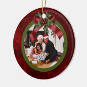 Kerstfoto van Ornament Red en Green Holly Bow (Links)