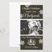 Kerstfoto van pasgetrouwden feestdagenkaart (Voorkant / Achterkant)