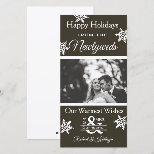Kerstfoto van pasgetrouwden feestdagenkaart (Voorkant / Achterkant)