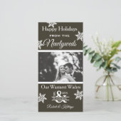 Kerstfoto van pasgetrouwden feestdagenkaart (Staand voorkant)