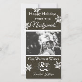 Kerstfoto van pasgetrouwden feestdagenkaart (Voorkant)