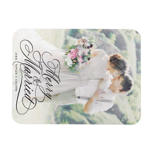 Kerstfoto van pasgetrouwden magneet (Horizontaal)