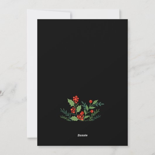 kerstfoto van Poinsettia en Berries Feestdagenkaart (Achterkant)