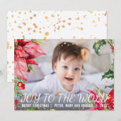 kerstfoto van Poinsettia Gold Splash Feestdagenkaart (Voorkant / Achterkant)