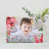 kerstfoto van Poinsettia Gold Splash Feestdagenkaart (Staand voorkant)