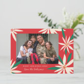  kerstfoto van Poinsettias Feestdagenkaart (Staand voorkant)