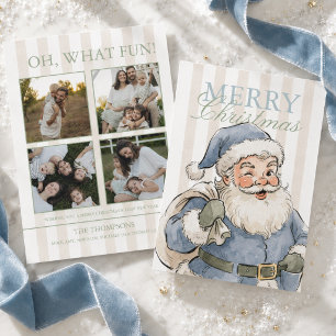 Kerstfoto van preppy Kerstman familie Feestdagenkaart