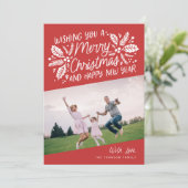 kerstfoto van Red  Holly Feestdagenkaart (Staand voorkant)