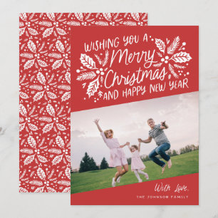 kerstfoto van Red Holly Feestdagenkaart