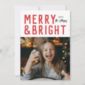 Kerstfoto van Red Merry & Bright Bold Typography Feestdagenkaart (Voorkant)