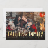 Kerstfoto van Red Pset & Gold Faith Love Family Feestdagenkaart (Voorkant)