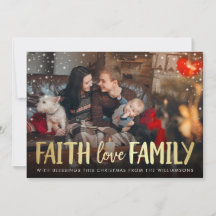 Kerstfoto van Red Pset & Gold Faith Love Family