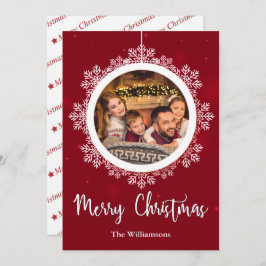 kerstfoto van Red Snowflake Feestdagenkaart