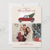 kerstfoto van Red Truck Feestdagenkaart (Voorkant)