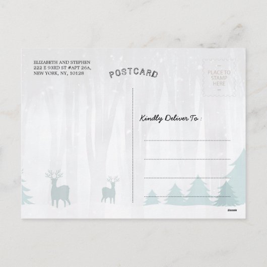 kerstfoto van Reindeer Sleigh Santa Hat Feestdagenkaart (Achterkant)