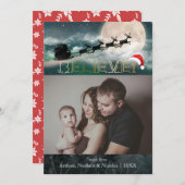 kerstfoto van Reindeer Sleigh Santa Hat Feestdagenkaart (Voorkant / Achterkant)