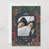 kerstfoto van rode kardinaalboom feestdagenkaart (Voorkant)