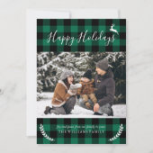 kerstfoto van Rustic Green Plays Feestdagenkaart (Voorkant)