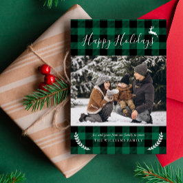 kerstfoto van Rustic Green Plays Feestdagenkaart