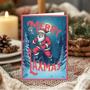 Kerstfoto van Santa Merry Laxmas Lacrosse Kaart