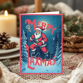 Kerstfoto van Santa Merry Laxmas Lacrosse Kaart