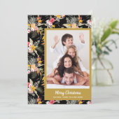 kerstfoto van Tropical Flowers Feestdagenkaart (Staand voorkant)