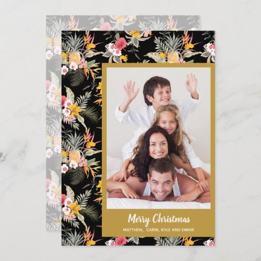 kerstfoto van Tropical Flowers Feestdagenkaart (Voorkant / Achterkant)