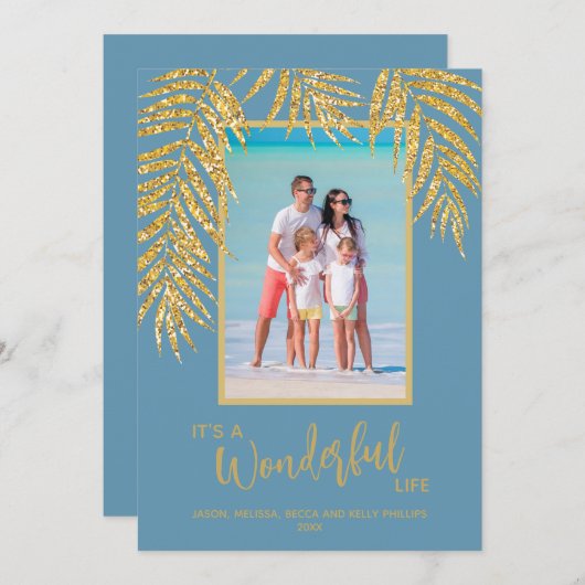 Kerstfoto van Tropical Palms Feestdagenkaart (Voorkant / Achterkant)