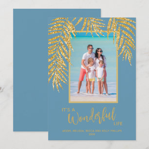 Kerstfoto van Tropical Palms Feestdagenkaart