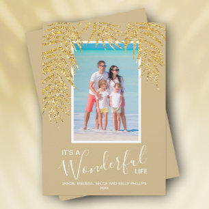 Kerstfoto van Tropical Palms Feestdagenkaart