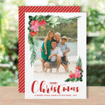 Kerstfoto van tropische Floral Waterverf Feestdagenkaart<br><div class="desc">Kerstfotokaarten zijn voorzien van waterverf bladeren en tropische bloemen,  je favoriete foto,  je namen en groet in het schrift. Gebruik ELKE KLEUR op de achterkant,  we shows rood. *HORIZONTALE lay-out voor u in onze winkel. Selecteer high definition voor de beste afdrukkwaliteit.</div>
