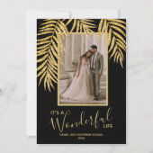 Kerstfoto van Tropische palmbomen Feestdagenkaart (Voorkant)