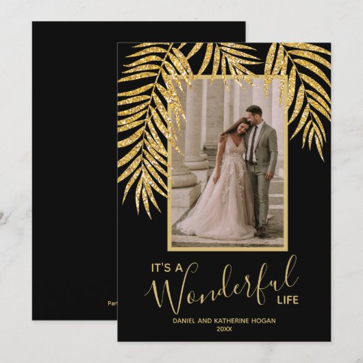 Kerstfoto van Tropische palmbomen Feestdagenkaart (Voorkant / Achterkant)