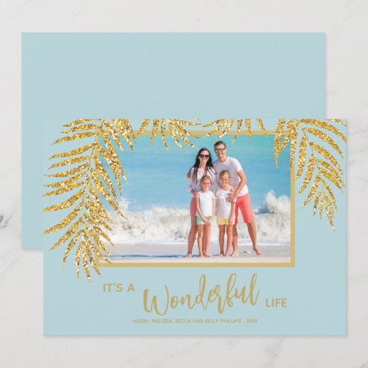 Kerstfoto van Tropische palmbomen Feestdagenkaart (Voorkant / Achterkant)